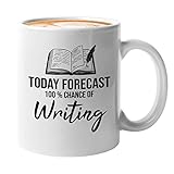 Writer Coffee Mug 11oz White - today forecast 100% - Author Poet Coffee Addict Novelist Sarcasm Journalist Publisher
