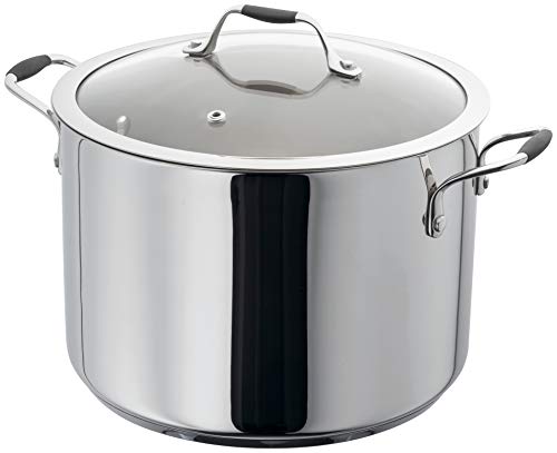 Stellar James Martin Stainless Steel 24cm 7L Stockpot with Glass Lid, Induction Ready, Oven Safe, Dishwasher Safe - Fully Guaranteed