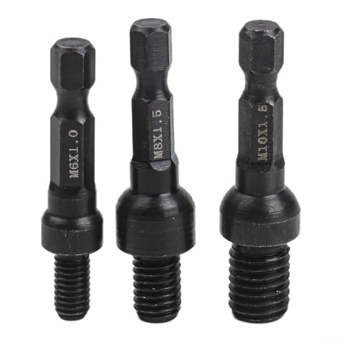 Juego de adaptadores de enchufe autorroscantes Cr-Mo para tuercas de inserción y pernos de suspensión, vástago hexagonal de 1/4 pulgadas, rosca métrica M6/M8/M10, herramienta resistente de 3 piezas