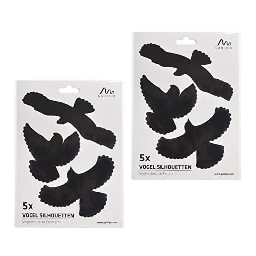 Gardigo Vogelschutz Aufkleber 10 Stück I Vogelsilhouetten I für Fenster, Türen, Wintergärten, Gewächshäuser I Fensterschutz vor Vogelschlag