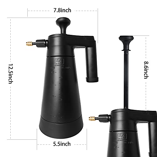 Kbcsun Black Pump Sprayer, 0.4 Gallon Garden Sprayer, Manual Hand Lawn Pressure Sprayer With Safety Valve Adjustable Nozzle For Plants Watering, Fertilizing, Home Cleaning (1.5L) #TOP4