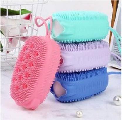 Silicone Bath Body Brush Exfoliating Massage Silicone Loofah Body Scrubber, Silicone Shower Sponge, Double Sided Rubber Scrub Body Brush for Baby Kids Men Women - Multicolor-PO1-image-18