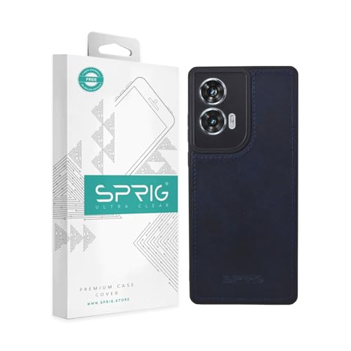 Image of SPRIG Compatible with Moto G96 Matte PU Leather TPU Premium Back Cover Drop Tested Shock Proof Mobile Case for Men, Women, Boys and Girls with Camera Protection (Blue)