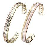 Lesheng risikofreier Kauf. 2 x dreifarbige handgefertigte Magnet-Kupfer-Armband-Set, Kupfer-Schmuck, Manschetten-Armreifen, Muttertagsgeschenk – 2 Stück
