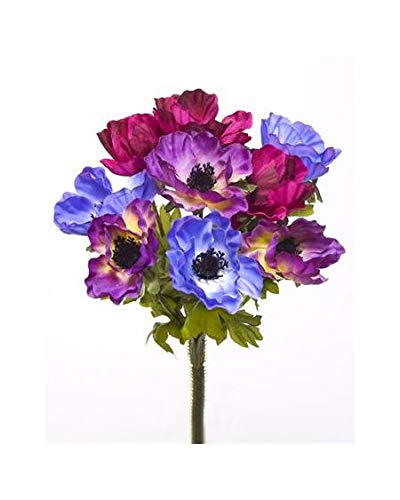 CB Imports Artificial Anemone Bunch 9-Stems 23cm, Red Pink and Purple (Pack of 5)