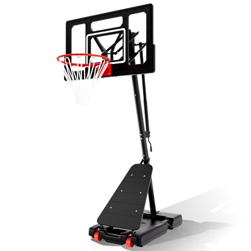 BACKYARD BLITZ Basketball Hoop 40&44&48in Backboard Portable Basketball Goal System 10FT Hand-Crank Adjustable Basketball Hoop Outdoor