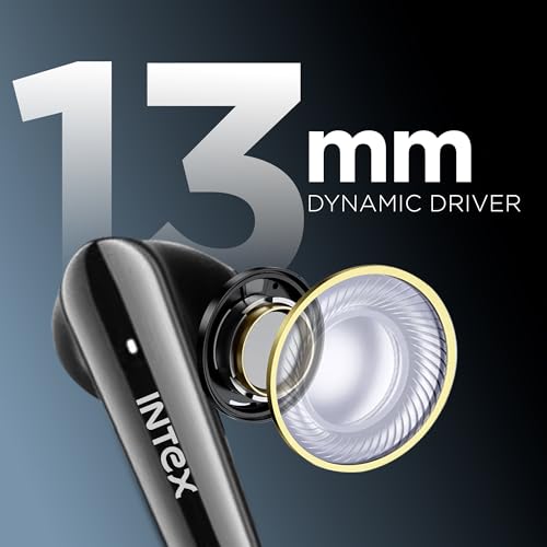 Image of Intex Excel Buds ITW202 (ANC), Active Noise Cancellation 32dB, 40ms Low Latency, Quad Mic, Upto 50Hr Playback, 13mm Dynamic Driver for Deep Bass & Crystal Sound, Bluetooth v5.3, Type C Charging(Black)