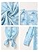 Mommy and Me Robe and Swaddle Set Floral Print Maternity and Baby Matching Hospital Labor Delivery Swaddling Wrap Blanket Dress with Headband Hat for Mom and Girl Boy 4pcs Outfit Blue Bear L/XL
