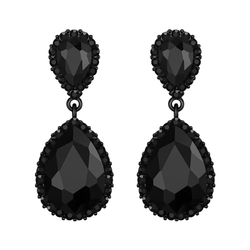 EVER FAITH Women's Austrian Crystal Wedding Tear Drop Dangle Earrings