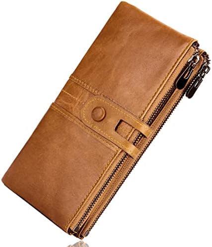 Roulens Wallet for Women Genuine Leather Card Holder Phone Checkbook Organizer Zipper Coin Purse