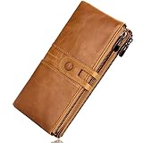 Roulens Cartera de Piel con Cremallera para Mujer con RFID Bloqueo,Monederos para Mujer Cartera de Mujer de Gran...