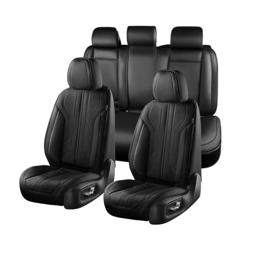 Image of Coverado Car Seat Covers Full Set, Seat Covers for Cars, Front Seat Covers and Back Seat Cover Waterproof Leather Automotive Seat Cover, Universal Car Interior Protectors Cushion for Most Cars