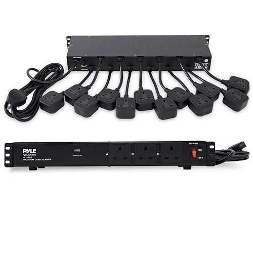 Pyle Pdu Rack Mount 15-Outlet 1U Rack Mount Power Strip with USB Charging Port PDU Power Distribution Unit Ground Lift Circuit Breaker Front and Rear Outlets Home Upgrades