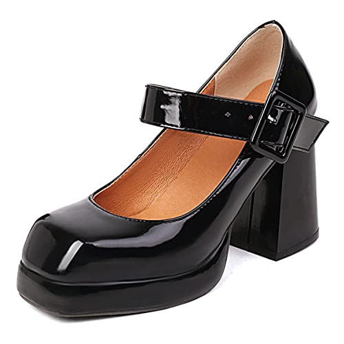 Roimaash Square Toe Pumps Chunky Heels Size EU32-48