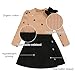 TITKKOP Toddler Girl Plaid Outfits Fall Winter Dress Knit Ribbed Bow Sweatshirt Tops and Button Fashion Skirts Set（beige+black,6Y