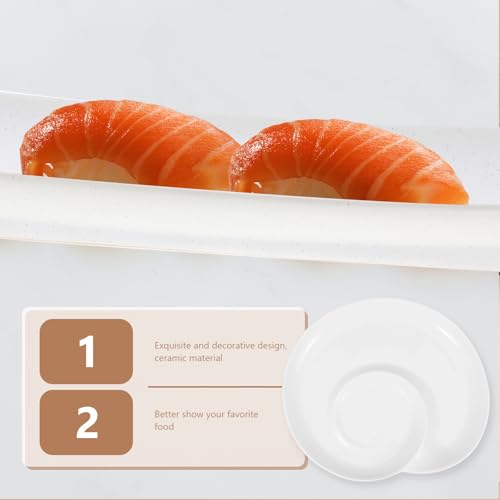 Plato Dividido de Cerámica con Soporte para Salsa 6.4 pulg miniatura 6