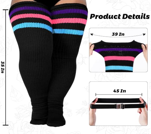 Image of LOUSGUTA Plus Size Thigh High Socks for Thick Thighs- Extra Long Womens Cable Knitted Over Knee High Leg Warmer