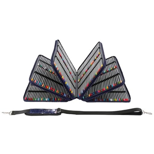 Image of 500 Individual-Slot Colored Pencil Organizer with Zipper - Fabric Art Storage Bag for Painters and Artists (Small Slots,Galaxy Blue)