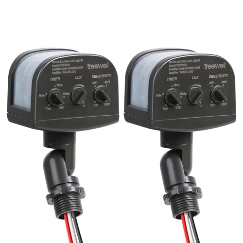 TREEWELL 2 Pack 240-Degree Replacement Motion Sensor, Adjustable LUX(5-300) & Time & Detection...