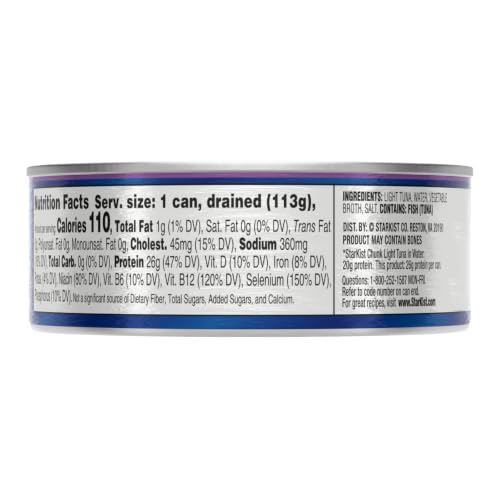 Image of StarKist Premium Light Tuna in Water (4.5 oz - 1 Pack) Wild Caught Canned Tuna, Shelf Stable Seafood, 26g of Lean Protein Per Can, Gluten Free & Soy Free, Ready to Eat for Salads and Sandwiches