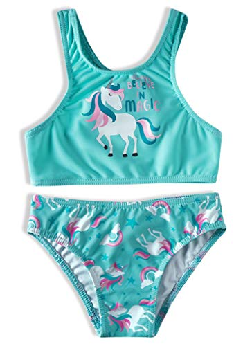 Top com Calcinha Praia Unicórnio, TipTop, Toddler Menina, Turquesa Claro, 3T