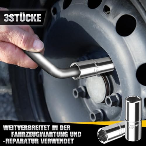 Teleskop Radmuttern-Schlüssel Set mit 17/19mm & 21/22mm Steckschlüssel-Einsätzen 1/2 Zoll - Extra langer ausziehbarer Chromvanadiumstahl-Radschlüssel - Aufbewahrungstasche, geeignet für Autos, LKW