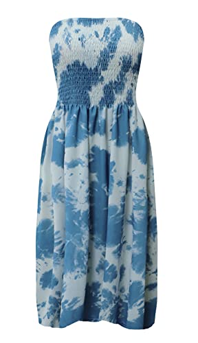 Image of Zyyfly Sundresses for Women Casual Beach Dresses for Women Tube top Dress Summer tie dye XXL