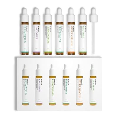 Essential Oils Set (Eucalyptus, Lavender, Lemongrass, Peppermint, Tea Tree, Orange) for Diffuser, Topical Skin, Body, Natural Home Fragrance Gift for Women & Men
