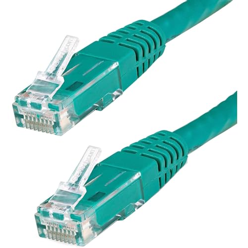 Image of StarTech 50ft CAT6 Ethernet Cable - Green CAT 6 Gigabit Ethernet Wire -250Mhz 100W PoE RJ45 UTP Molded Network Patch Cord with Strain Relief (C6PATCH50GN) | 250MHz bandwidth, Gold-plated RJ45, Patch Cable, Ethernet Cord, UTP Molded Network, Strain Relief, 10Gbps speeds