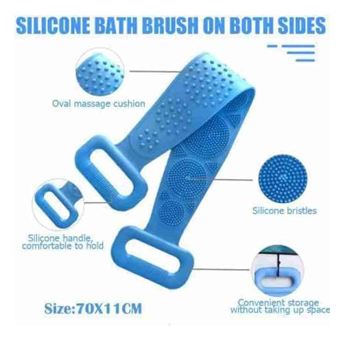 Image of Sulfar Nixy Series Silicone Body Back Scrubber, Double Side Bathing Brush for Skin Deep Cleaning Massage, Dead Skin Removal Exfoliating Belt for Shower, Easy to Clean,Body Brush for Bathing