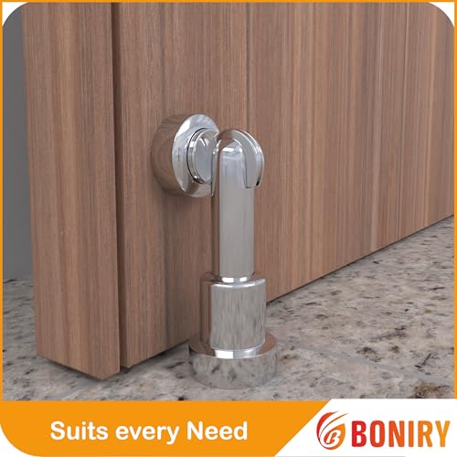 Image of Boniry Premium Magnetic Door Stopper | Durable, Stylish & Rustproof | Protects Doors | Strong Hold, Easy Installation, Perfect for Home & Office Use (4, Silver)