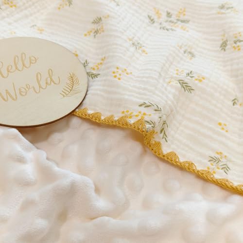 Image of Baby Muslin Thick Blanket Double Layer Soft Neutral Receiving Blanket Crib Bedding 40x40 inch Throw Blanket 40 inchx40 inch