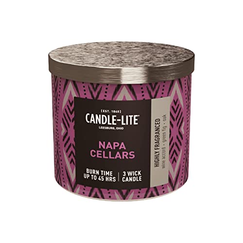 Candle-Lite Premium Napa Cellars Scent, 14 Oz. 3-Wick Aromatherapy Candle With Up To 45 Hours Of Burn Time, Purple #TOP20