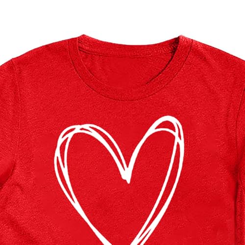 Image of Valentines Shirts for Women Valentine Love Heart Printed Graphic Tshirt Cute Girls Casual Top