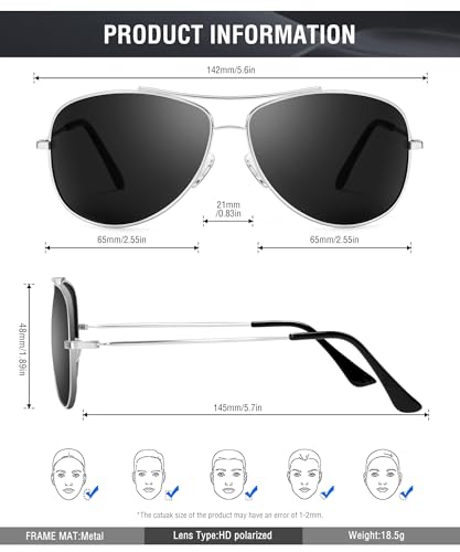 Image of KALIYADI Polarized Aviator-Sunglasses-for-Men Women Mens-Sunglasses: Lightweight Polit Sun Glasses Upgraded UV400 for Driving