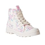 FabKids Unisex High Top Sneaker - Lace Up - (Toddler, Little Kid, Big Kid), Lug Sole, Cream Floral, Size 1