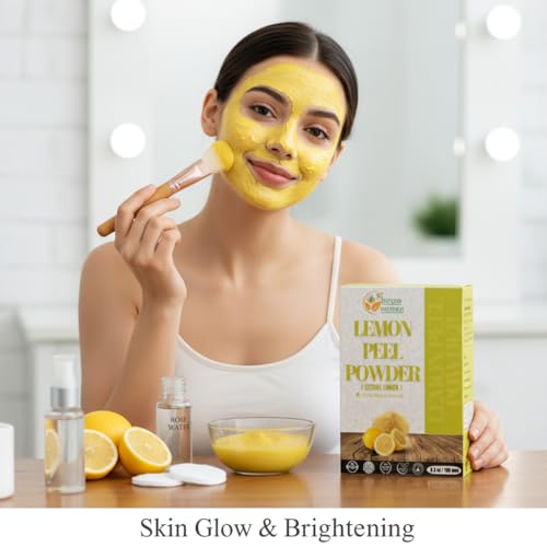 Image of Herbs Botanica Lemon Peel Powder 100% Pure & Natural Lemon for Skin Care, Face Masks DIY Beauty Finely Ground Citrus Powder for Skincare & More 5.3 oz