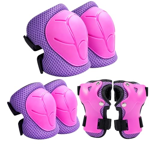 Zorplex Protection Roller Enfant, Kit de Protection pour Patins à roulettes vec Genouillères, Coudières et Protèges-Poignets 6 en 1, Equipement de Protection pour Le...