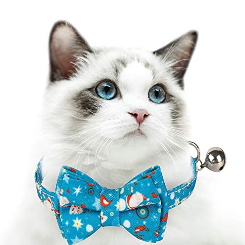 Yinuoday Collar de Gato 1 Pieza de Pajarita de Gato para Mascotas Bowknot de Navidad Collar de Gato Ajustable de Liberación Rápida para Gatos Gatito Cover