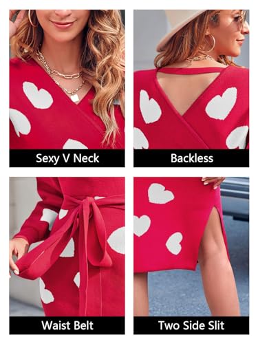 Image of Chang Yun Women's Long Maxi Sweater Dresses Sexy Wrap Batwing V Neck Slit Open Back Holiday Bodycon Dress with Belt