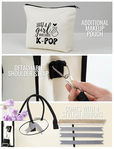 Bolso Tote de Lona Kpop para Mujer con Cierre y Correa miniatura 5