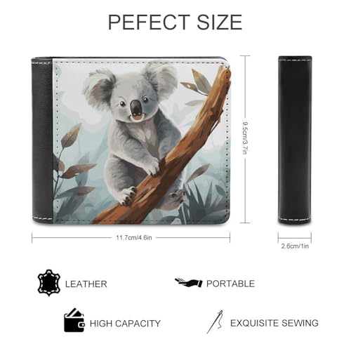 Men's Leather Wallet Bifold Wallet for Men Koala And Butterfly Slim Wallet with Multiple Card Classic Passcase Mens Card Holder2