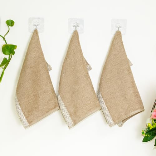 Image of RANGOLI 100% Bamboo Face Towel Set of 6, 500 GSM, Quick Dry Towels for Face, Gym, Travel, Ultra Soft Highly Absorbent, 30Cm X 30Cm, Beige, Ash Brown