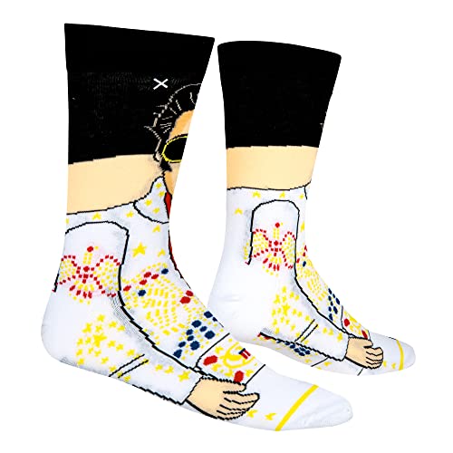 Odd Sox-Elvis Presley Crew Sock-King of Rock N' Roll Novelty Sock-Size Large for Men & Women-Gift Fans & Collectors