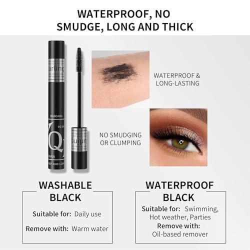 4D Lash Volumising Mascara, Long-Lasting Black Mascara Defining and Volumising Liquid Eye Cosmetic Brush, No Clumping & No Smudging & No Flaking, Telescopic Lift, Black - Image 6