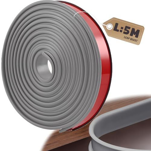 LeapBeast 5M Forme de U Plan de Travail Bande de Garniture, Caoutchouc Souple TPE Placage Bois Couvre Chant pour Meubles pour Réparation et Restauration...