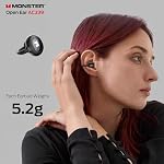 Monster Open-Ear AC339 Ecouteurs, Bluetooth 6.0 Casques stéréo, écouteurs sans fil à clip 40 Heures de lecture, Contrôle des tâches, IPX6 Imperméable, Noir