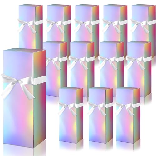 Qilery 12 Sets Gift Boxes with Ribbon for Sublimation Glass Tumbler Gift Boxes for 12oz 20oz 30oz Shipping Cup Exhibition Packaging(Rainbow)