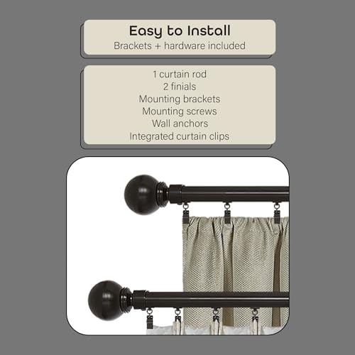 Image of Innovative Porter Traverse Window Curtain Rod - 1 inch Rod Diameter Fits Windows Size 36 inch - 66 inch - Stainless Steel Heavy Duty Drapery Rods for Bedroom, Living Room, Kitchen & Bathroom