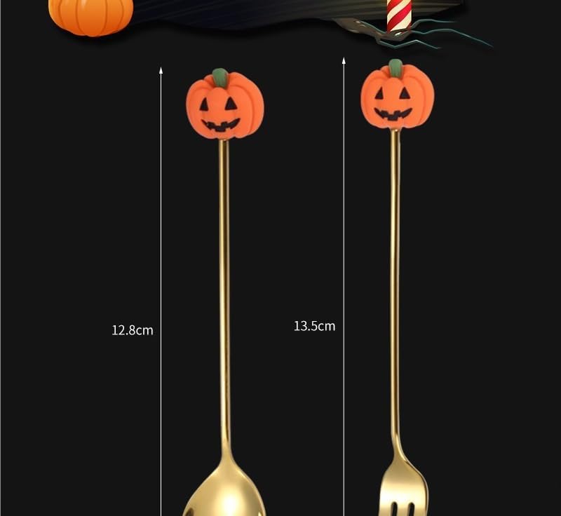 Silverware Set, 1/4/6/8 Pieces Halloween Cutlery Forks Creative Cartoon Dessert Forks Fruit Forks Dessert Forks, Home Cutlery Flatware Set(Black,8 Pieces)